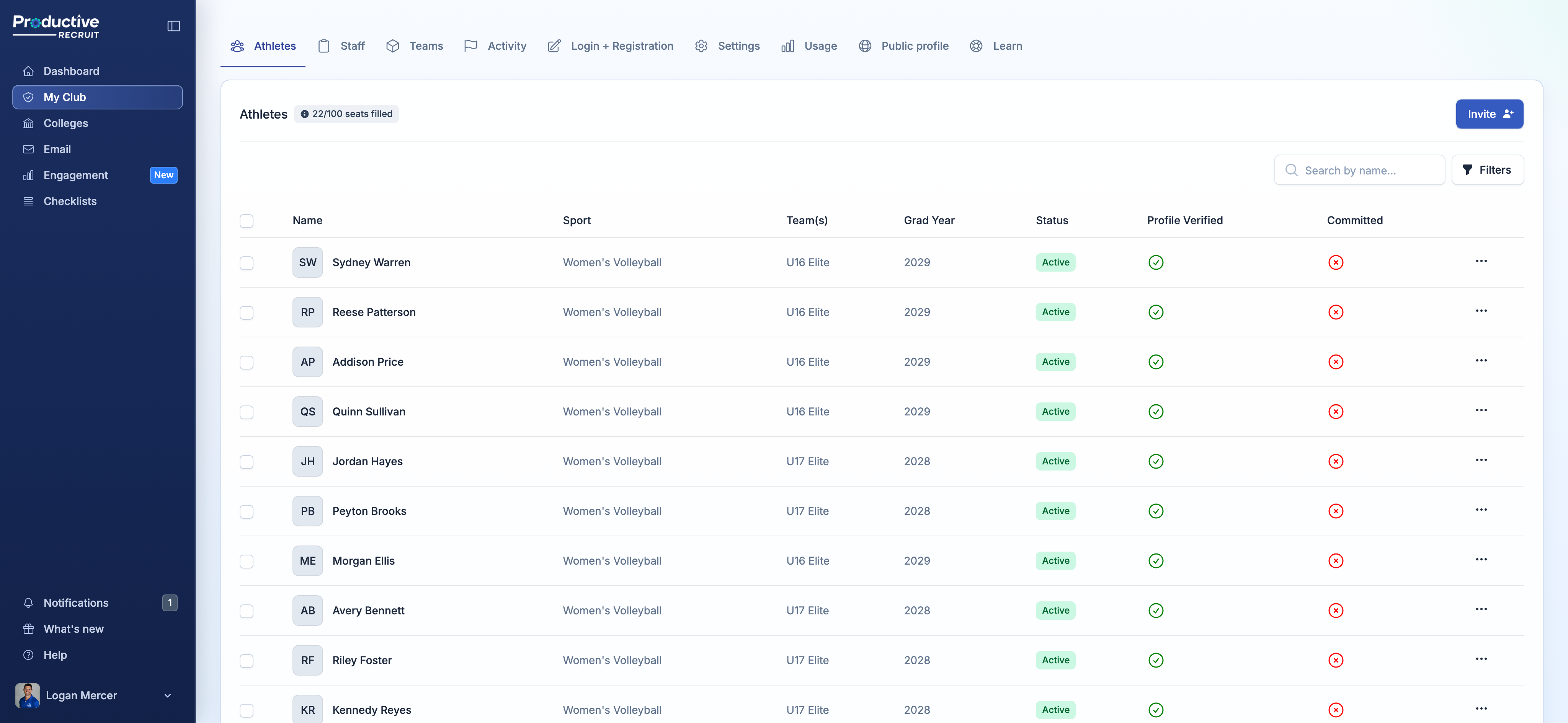 Public profile in your space's menu opens the live page in a new tab