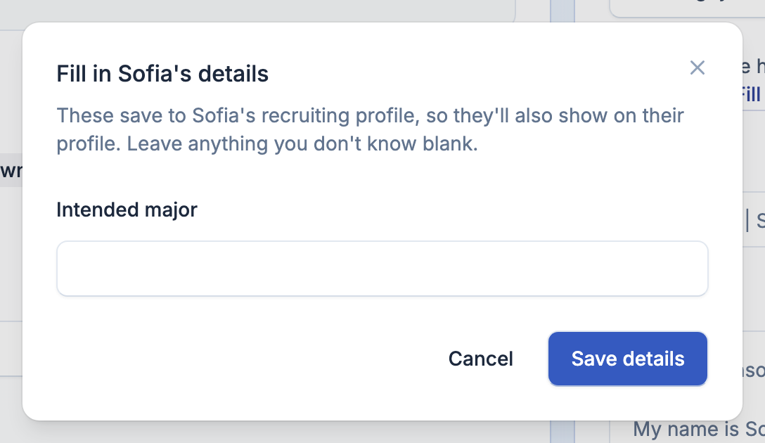 Fill in for them: a short form with just the details the template needs