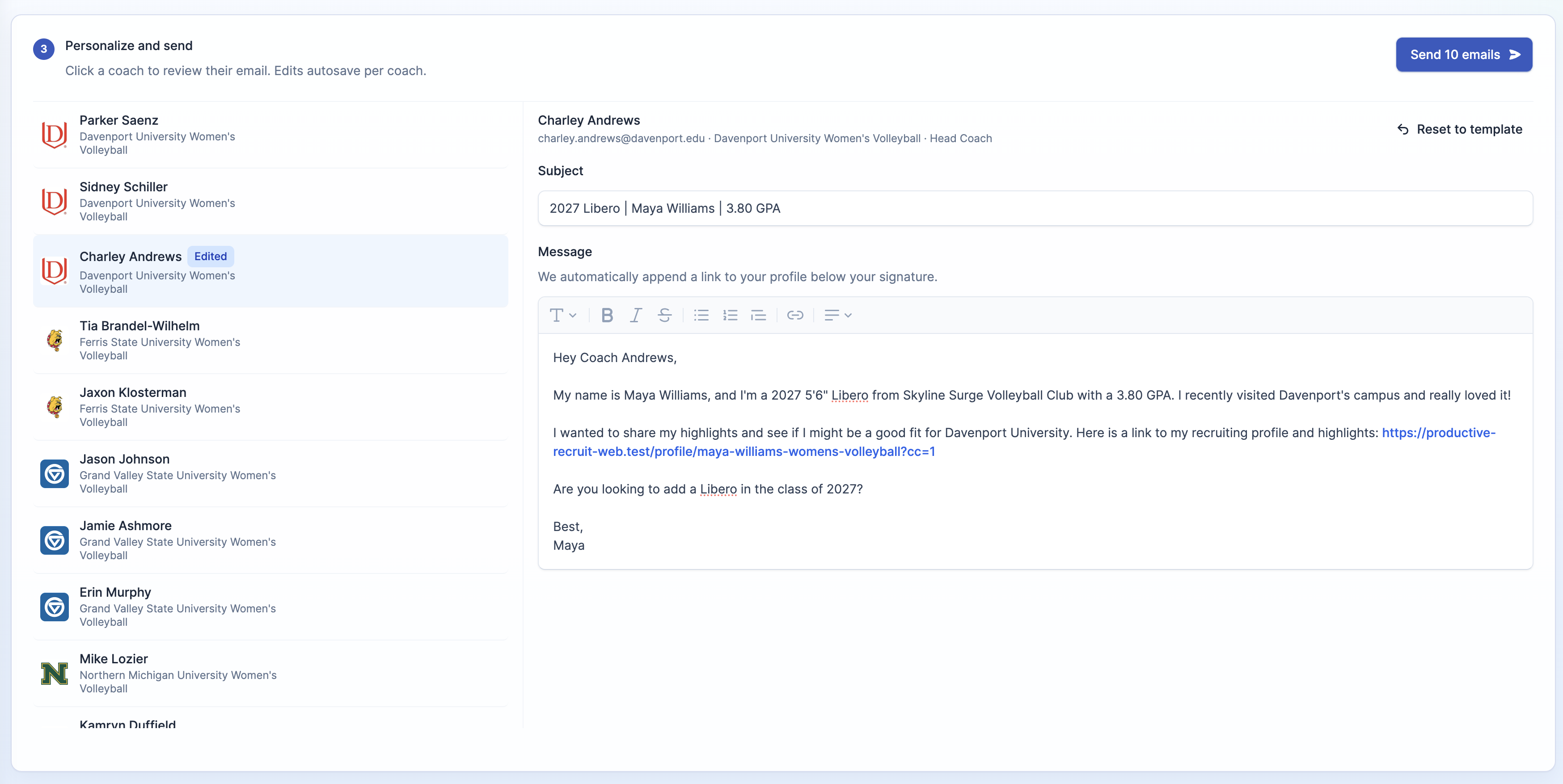 Personalize and send campaign