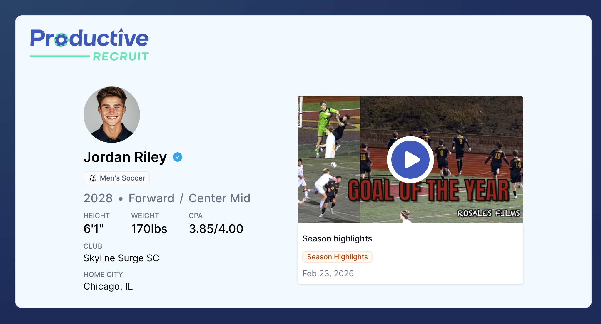 The redesigned live profile page