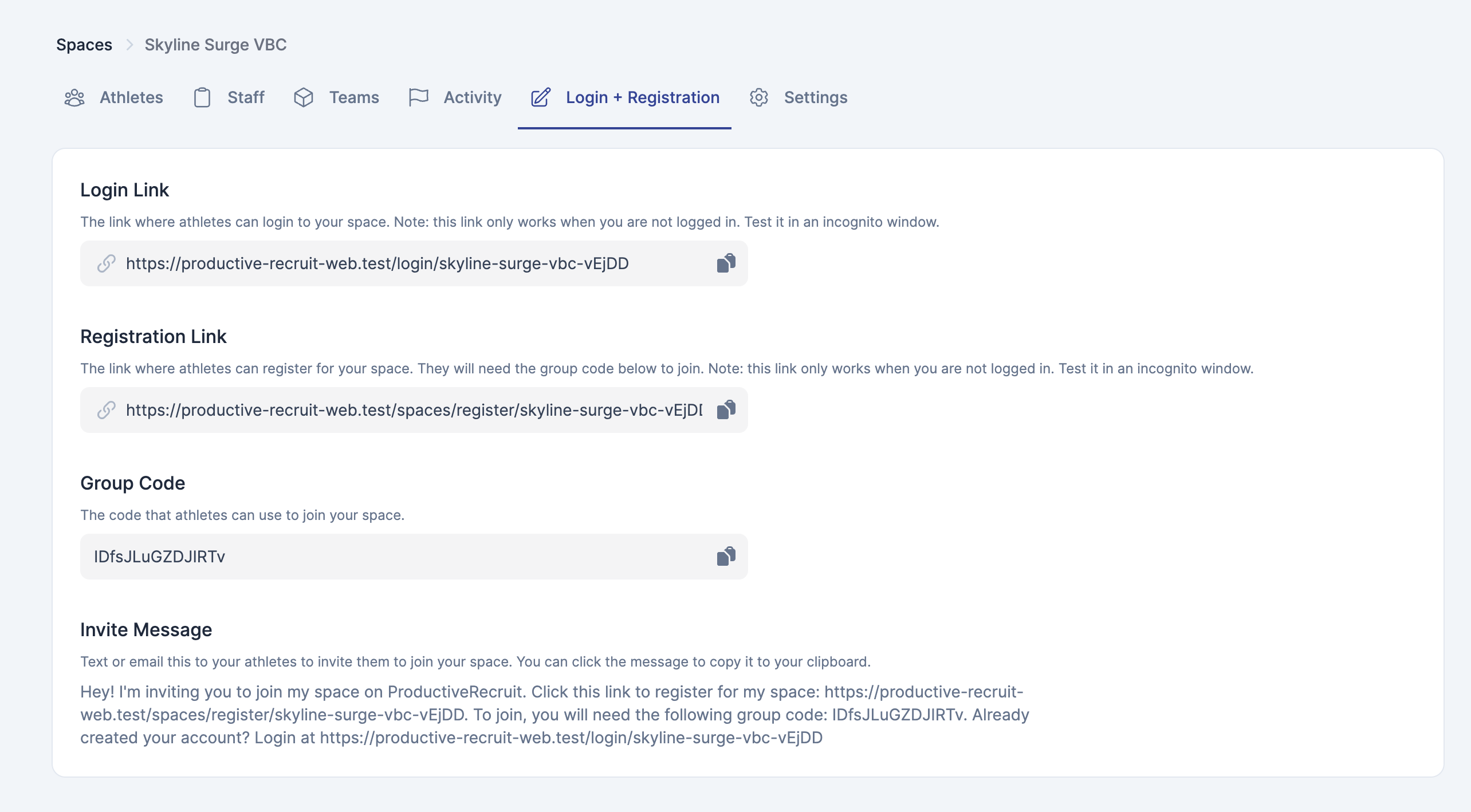 Registration Settings