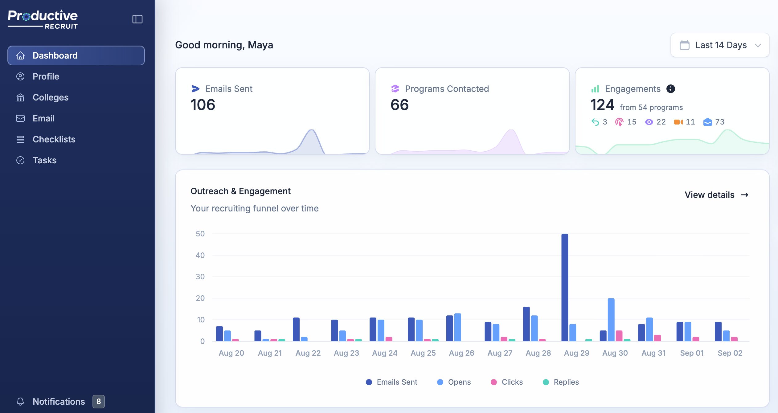 The Engagements tile on the athlete dashboard