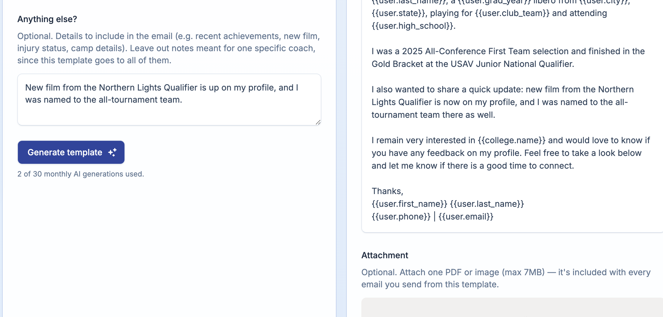 The Anything else? box and the generated email in ProductiveRecruit